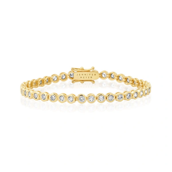 Jennifer Meyer Luxe Diamond Bezel Tennis Bracelet in 18K Yellow Gold | Fine Bracelets | Coveti