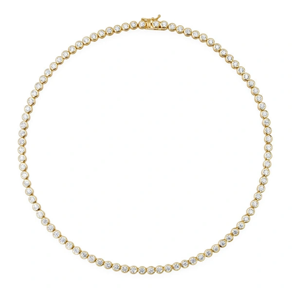 Jennifer Meyer Luxe Diamond Bezel Tennis Necklace in 18K Yellow Gold | Fine Necklaces | Coveti