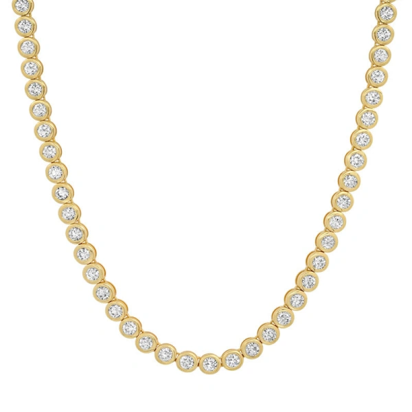 Jennifer Meyer Luxe Diamond Bezel Tennis Necklace in 18K Yellow Gold | Fine Necklaces | Coveti
