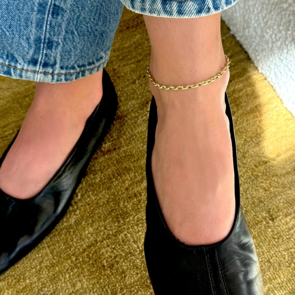 Jennifer Meyer Luxe Diamond Edith Link Anklet in 18K Yellow Gold | Fine Anklets | Coveti