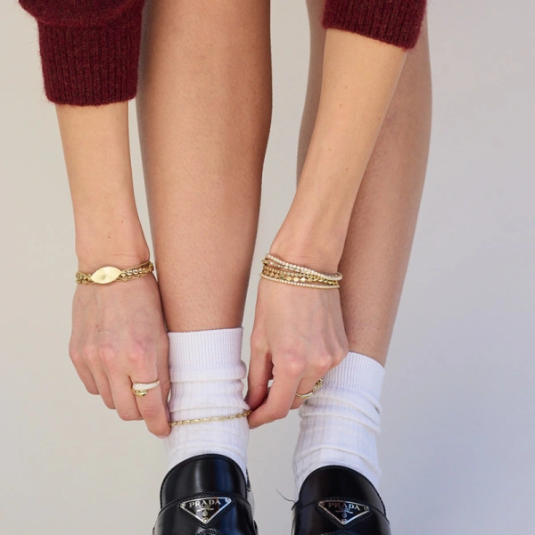 Jennifer Meyer Luxe Diamond Edith Link Anklet in 18K Yellow Gold | Fine Anklets | Coveti