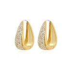 Jennifer Meyer Luxe Elongated Diamond Teardrop Huggies in 18K White Gold | Fine Earrings | Coveti