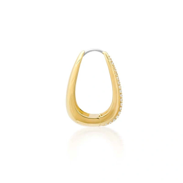 Jennifer Meyer Luxe Elongated Diamond Teardrop Huggies in 18K White Gold | Fine Earrings | Coveti
