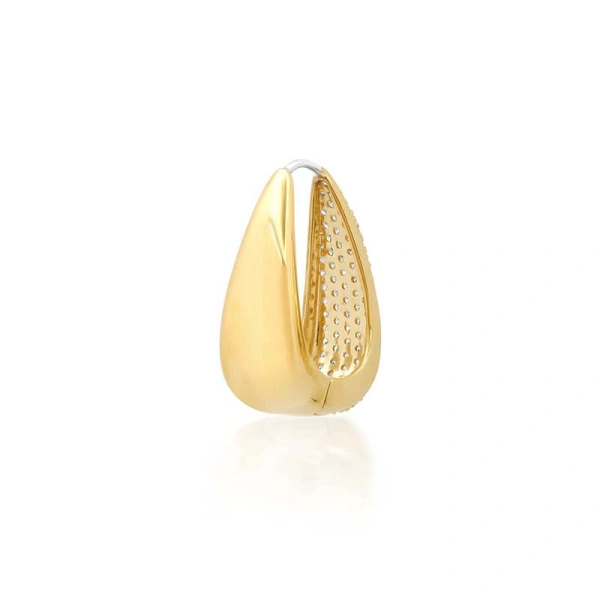 Jennifer Meyer Luxe Elongated Diamond Teardrop Huggies in 18K White Gold | Fine Earrings | Coveti