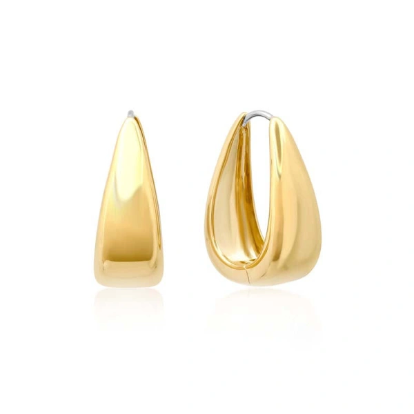Jennifer Meyer Luxe Elongated Teardrop Huggies in 18K White Gold | Fine Earrings | Coveti