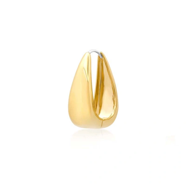Jennifer Meyer Luxe Elongated Teardrop Huggies in 18K White Gold | Fine Earrings | Coveti