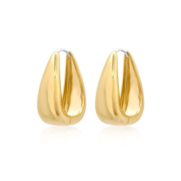 Jennifer Meyer Luxe Elongated Teardrop Huggies in 18K White Gold | Fine Earrings | Coveti