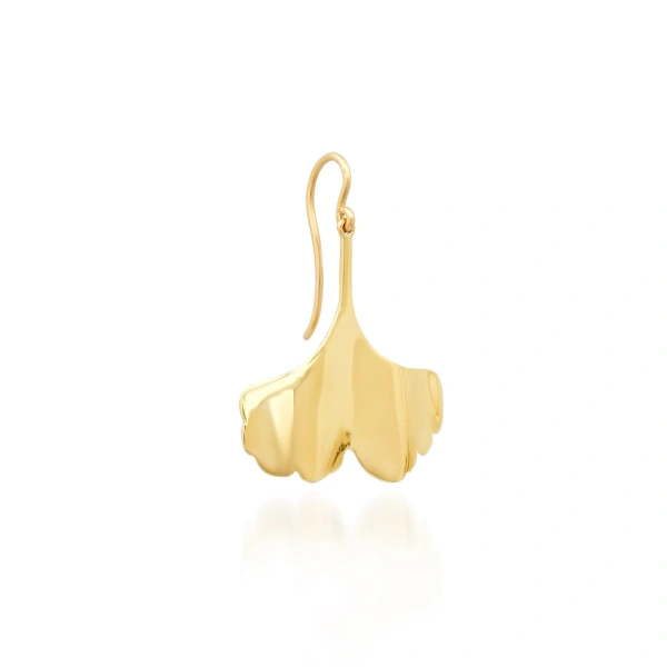 Jennifer Meyer Luxe Ginkgo Leaf Earrings in 18K Yellow Gold | Fine Earrings | Coveti