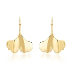 Jennifer Meyer Luxe Ginkgo Leaf Earrings in 18K Yellow Gold | Fine Earrings | Coveti