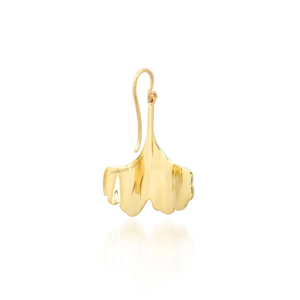 Jennifer Meyer Luxe Ginkgo Leaf Earrings in 18K Yellow Gold | Fine Earrings | Coveti