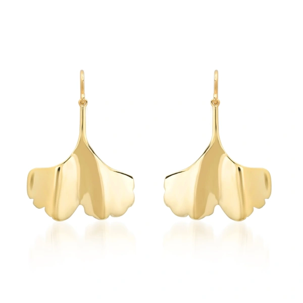 Luxe Ginkgo Leaf Earrings in 18K Yellow Gold
