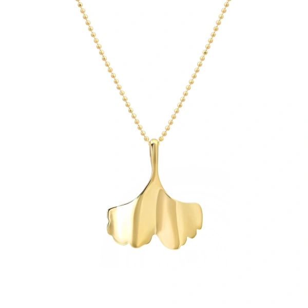 Jennifer Meyer Luxe Ginkgo Leaf Necklace in 18K Yellow Gold | Fine Necklaces | Coveti
