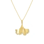 Jennifer Meyer Luxe Ginkgo Leaf with Diamond Accent in 18K Yellow Gold | Fine Necklaces | Coveti