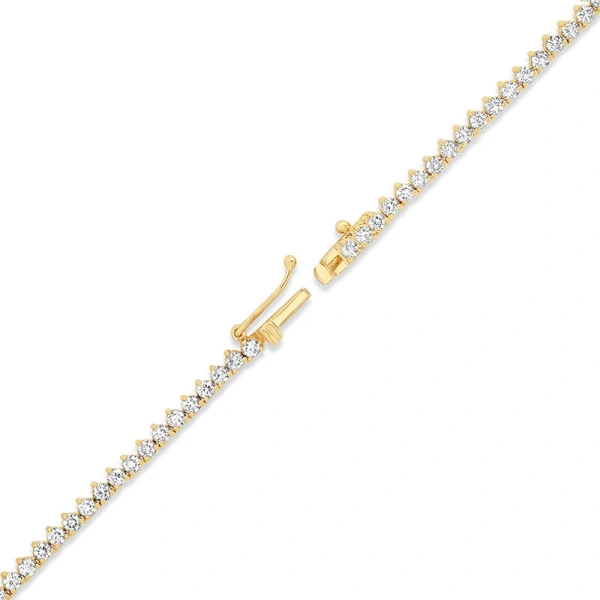 Jennifer Meyer Luxe Graduated 3 Prong Diamond Tennis Necklace in 18K Yellow Gold | Fine Necklaces | Coveti
