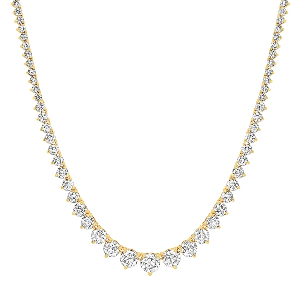 Luxe Graduated 3 Prong Diamond Tennis Necklace in 18K Yellow Gold
