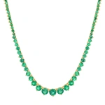 Jennifer Meyer Luxe Graduated 3 Prong Emerald Tennis Necklace in 18K Yellow Gold | Fine Necklaces | Coveti