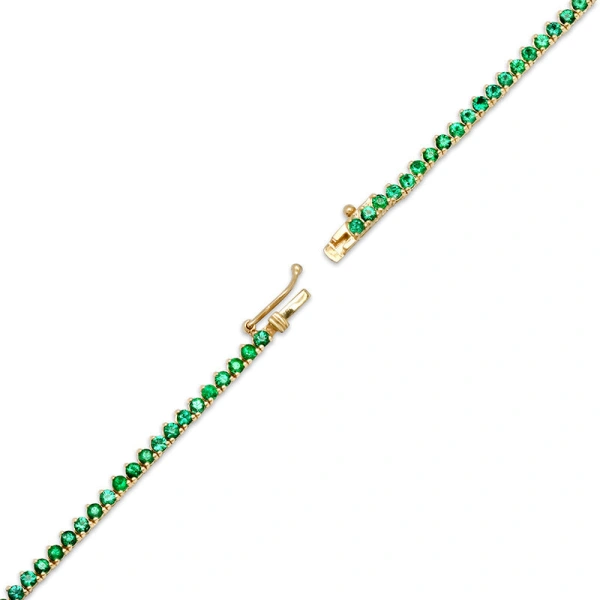 Jennifer Meyer Luxe Graduated 3 Prong Emerald Tennis Necklace in 18K Yellow Gold | Fine Necklaces | Coveti