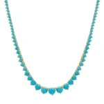 Jennifer Meyer Luxe Graduated 3 Prong Turquoise Tennis Necklace in 18K Yellow Gold | Fine Necklaces | Coveti