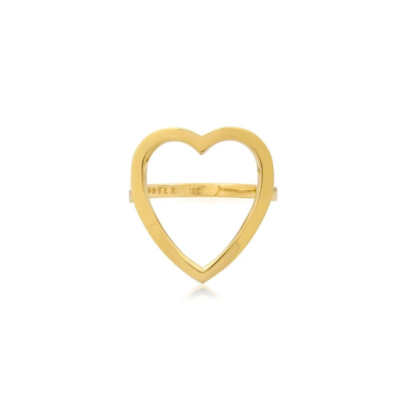 Jennifer Meyer Luxe Open Heart Ring in 18K Yellow Gold | Fine Rings | Coveti