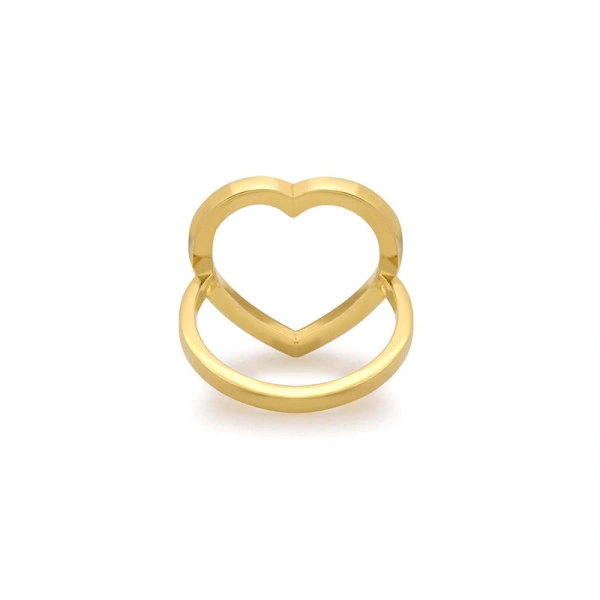 Jennifer Meyer Luxe Open Heart Ring in 18K Yellow Gold | Fine Rings | Coveti