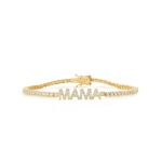 Jennifer Meyer Mama 4 Prong Diamond Tennis Bracelet in 18K Yellow Gold | Fine Bracelets | Coveti