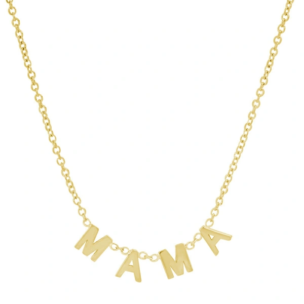 Jennifer Meyer Mama Mini Uppercase Letter Necklace in 14K Yellow Gold | Fine Necklaces | Coveti