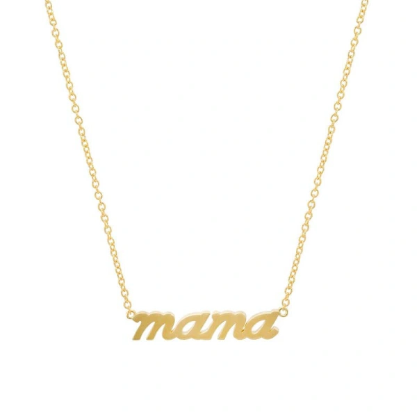 Jennifer Meyer Mama Script Necklace in 18K Yellow Gold | Fine Necklaces | Coveti
