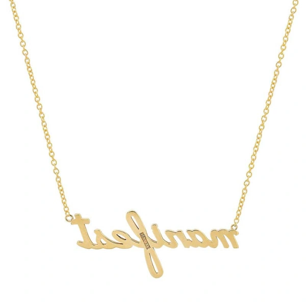 Jennifer Meyer Manifest Script Necklace in 18K Yellow Gold | Fine Necklaces | Coveti