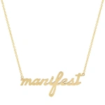 Jennifer Meyer Manifest Script Necklace in 18K Yellow Gold | Fine Necklaces | Coveti