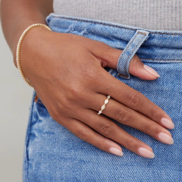Jennifer Meyer Marquise Cut Diamond Ring in 18K Yellow Gold | Fine Rings | Coveti
