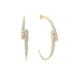 Jennifer Meyer Medium Diamond Double Dome Hoops in 18K Yellow Gold | Fine Earrings | Coveti