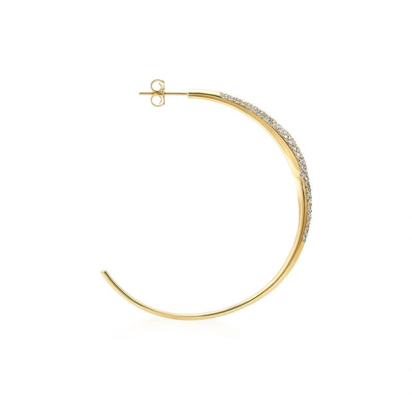 Jennifer Meyer Medium Diamond Double Dome Hoops in 18K Yellow Gold | Fine Earrings | Coveti