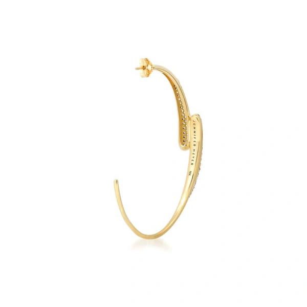 Jennifer Meyer Medium Diamond Double Dome Hoops in 18K Yellow Gold | Fine Earrings | Coveti