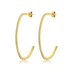 Jennifer Meyer Medium Diamond Elongated Edith Hoops in 18K Yellow Gold | Fine Earrings | Coveti
