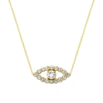 Jennifer Meyer Medium Diamond Open Evil Eye Necklace in 14K Yellow Gold | Fine Necklaces | Coveti