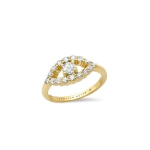 Jennifer Meyer Medium Diamond Open Evil Eye Ring in 18K Yellow Gold | Fine Rings | Coveti