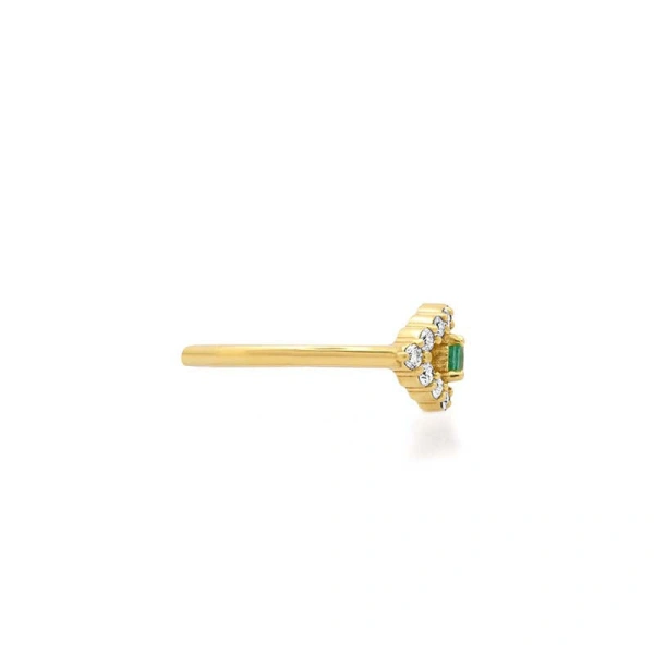 Jennifer Meyer Medium Diamond Open Evil Eye Ring with Emerald Center in 18K Yellow Gold | Fine Rings | Coveti
