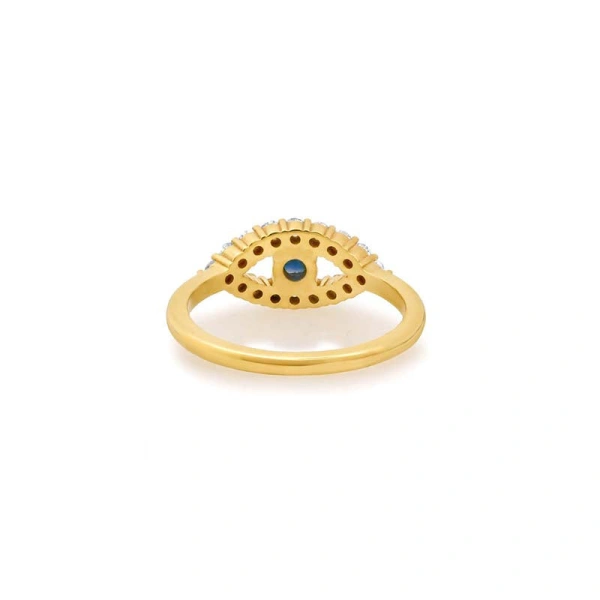 Jennifer Meyer Medium Diamond Open Evil Eye Ring with Sapphire Center in 18K Yellow Gold | Fine Rings | Coveti
