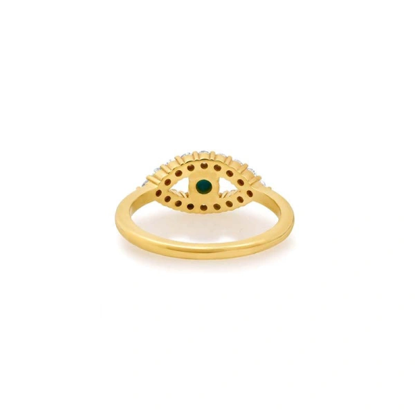 Jennifer Meyer Medium Diamond Open Evil Eye Ring with Turquoise Center in 18K Yellow Gold | Fine Rings | Coveti