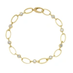 Jennifer Meyer Medium Edith Link Bracelet with Diamond Bezel Accents in 18K Yellow Gold | Fine Bracelets | Coveti