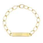 Jennifer Meyer Medium Edith Link Bracelet with Engravable Nameplate in 18K Yellow Gold | Fine Bracelets | Coveti