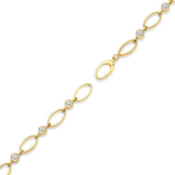 Jennifer Meyer Medium Edith Link Necklace with Diamond Bezel Accents in 18K Yellow Gold | Fine Necklaces | Coveti