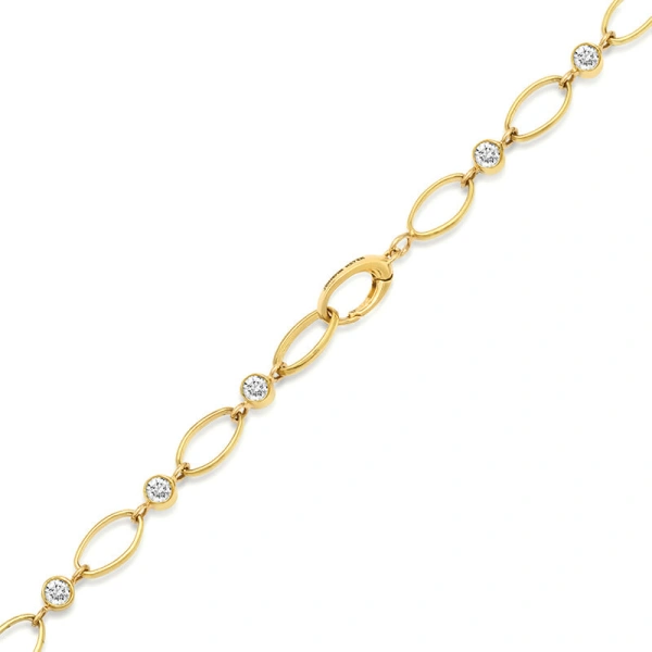 Jennifer Meyer Medium Edith Link Necklace with Diamond Bezel Accents in 18K Yellow Gold | Fine Necklaces | Coveti