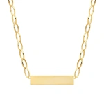 Jennifer Meyer Medium Edith Link Necklace with Engravable Nameplate in 18K Yellow Gold | Fine Necklaces | Coveti