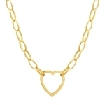 Jennifer Meyer Medium Edith Link Necklace with Large Open Heart Accent in 18K Yellow Gold | Fine Necklaces | Coveti