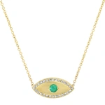 Jennifer Meyer Medium Evil Eye Necklace with Emerald Center in 18K Yellow Gold | Fine Necklaces | Coveti