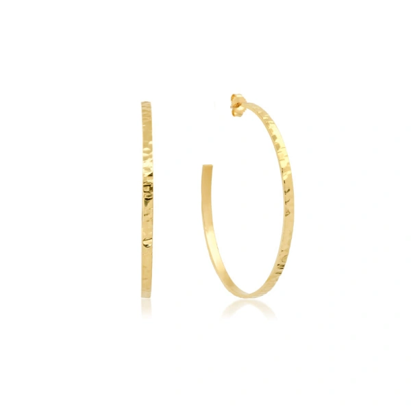 Jennifer Meyer Medium Hammered Ellen Hoops in 18K Yellow Gold | Fine Earrings | Coveti