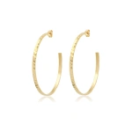 Jennifer Meyer Medium Hammered Ellen Hoops in 18K Yellow Gold | Fine Earrings | Coveti