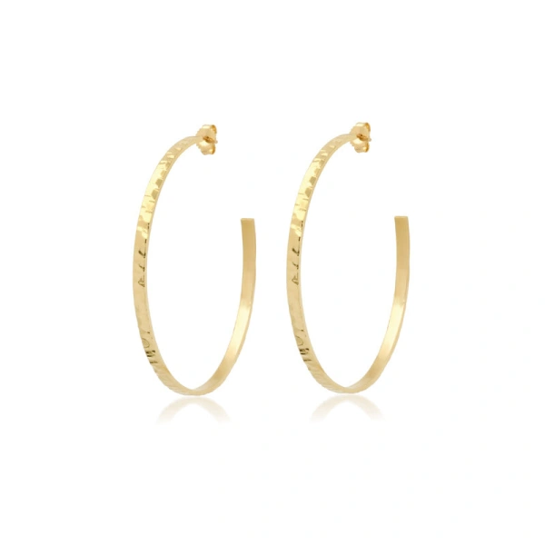 Jennifer Meyer Medium Hammered Ellen Hoops in 18K Yellow Gold | Fine Earrings | Coveti