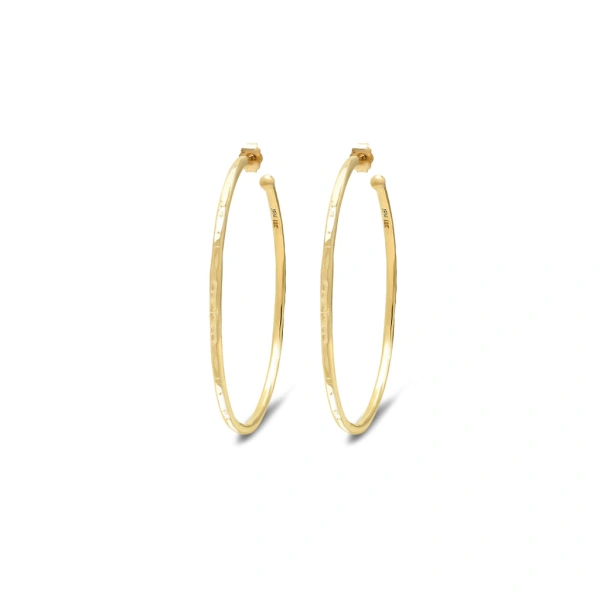Jennifer Meyer Medium Hammered Hoops in 18K Yellow Gold | Fine Earrings | Coveti